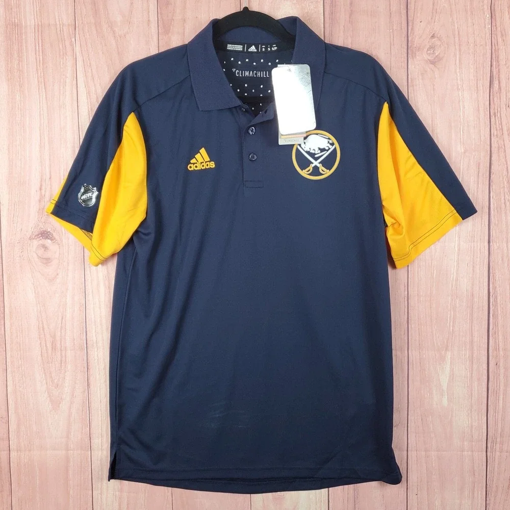 Buffalo Sabres adidas Polo Shirt Mens Sz Small‎ Loose Fit NEW NWT